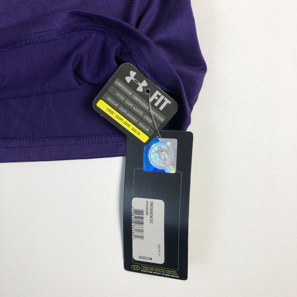 Under Armour Loose Heat Gear Tee Shirt Mens  Medium Purple Short Sleeve Logo C33 - Picture 6 of 6